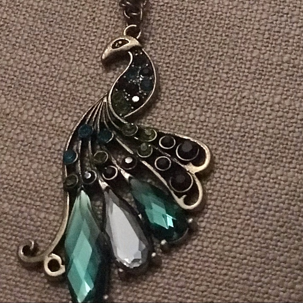 đLong Vintage crystal peacock vintage necklace - Picture 8 of 8